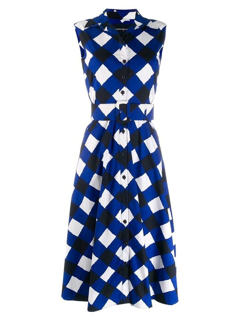 Samantha Sung geometric print shirt dress - Blue