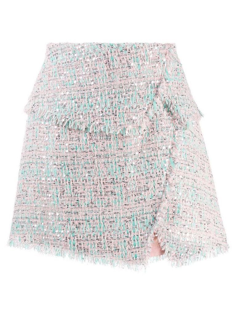 Balmain raw-trimmed tweed skirt - Pink