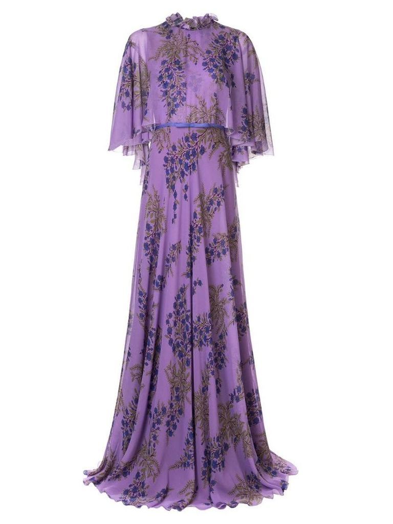 Giambattista Valli floral flared maxi dress - Purple
