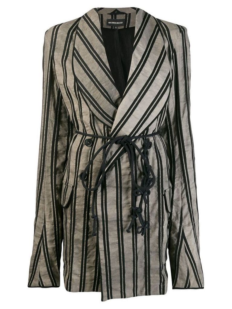 Ann Demeulemeester striped oversized coat - Black