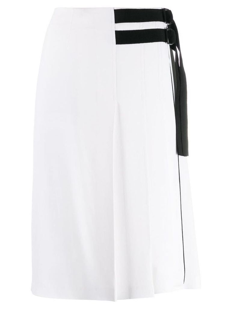 Fay contrasting stripe pleated skirt - White