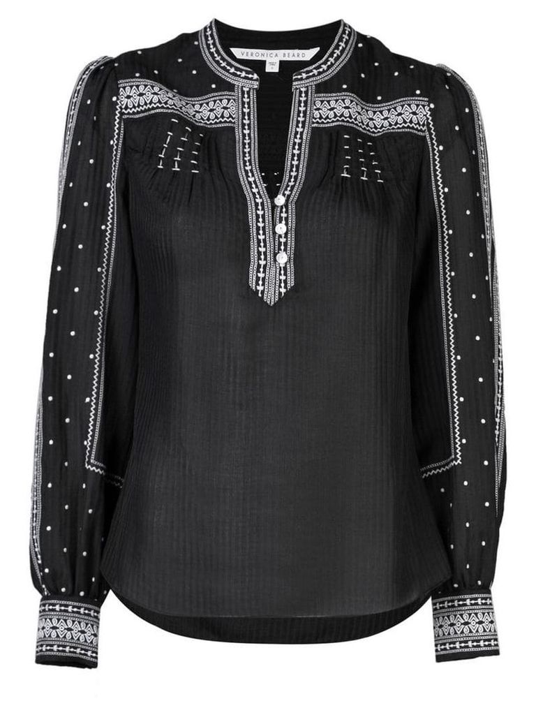 Veronica Beard embroidered tunic top - Black