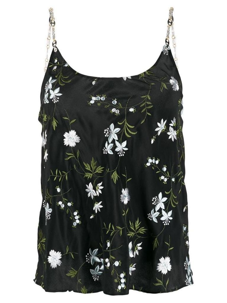 Paco Rabanne embroidered floral cami top - Black