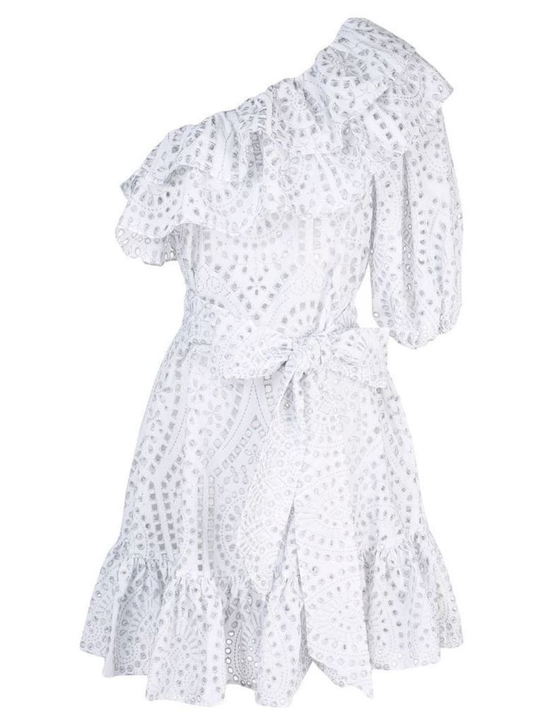Lisa Marie Fernandez embroidered ruffle dress - White