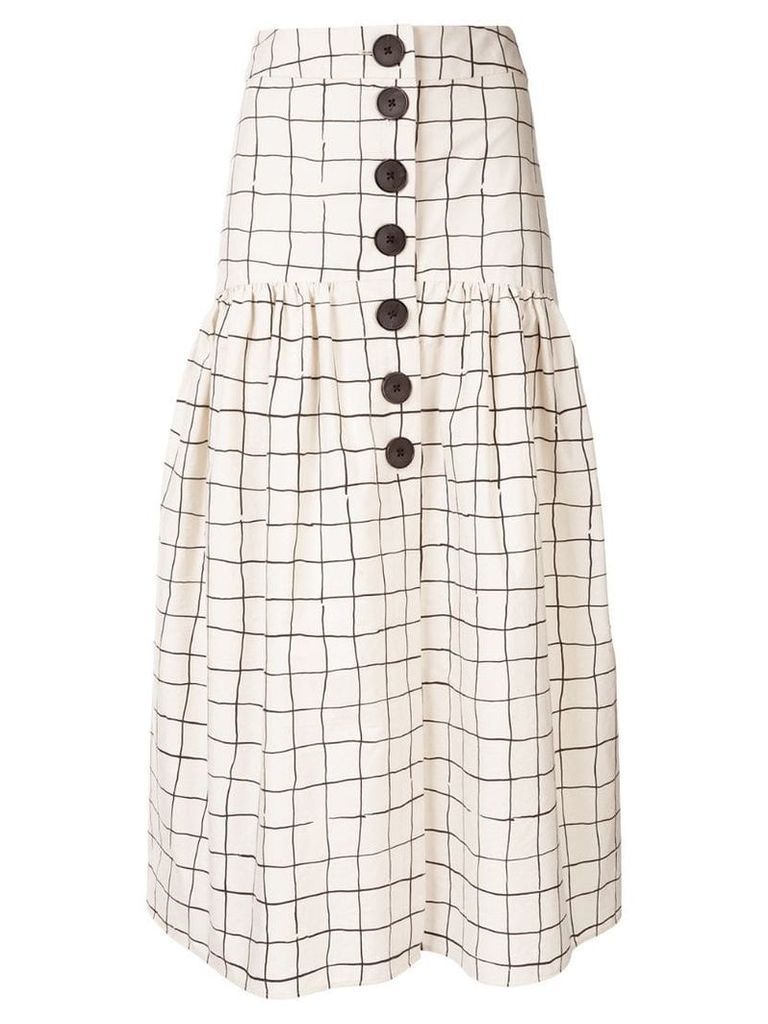 Whit grid print skirt - Neutrals