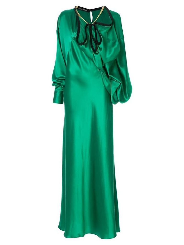 Y/Project satin long dress with big ruffle - Green