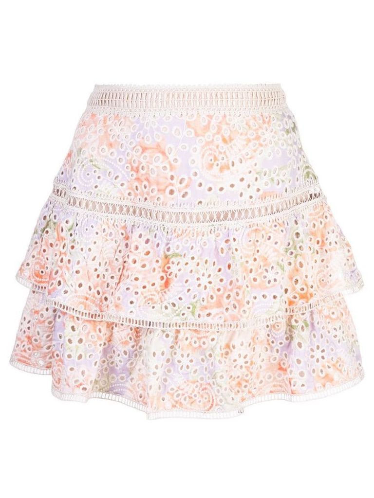 Alice+Olivia floral embroidered ruffle skirt - Multicolour