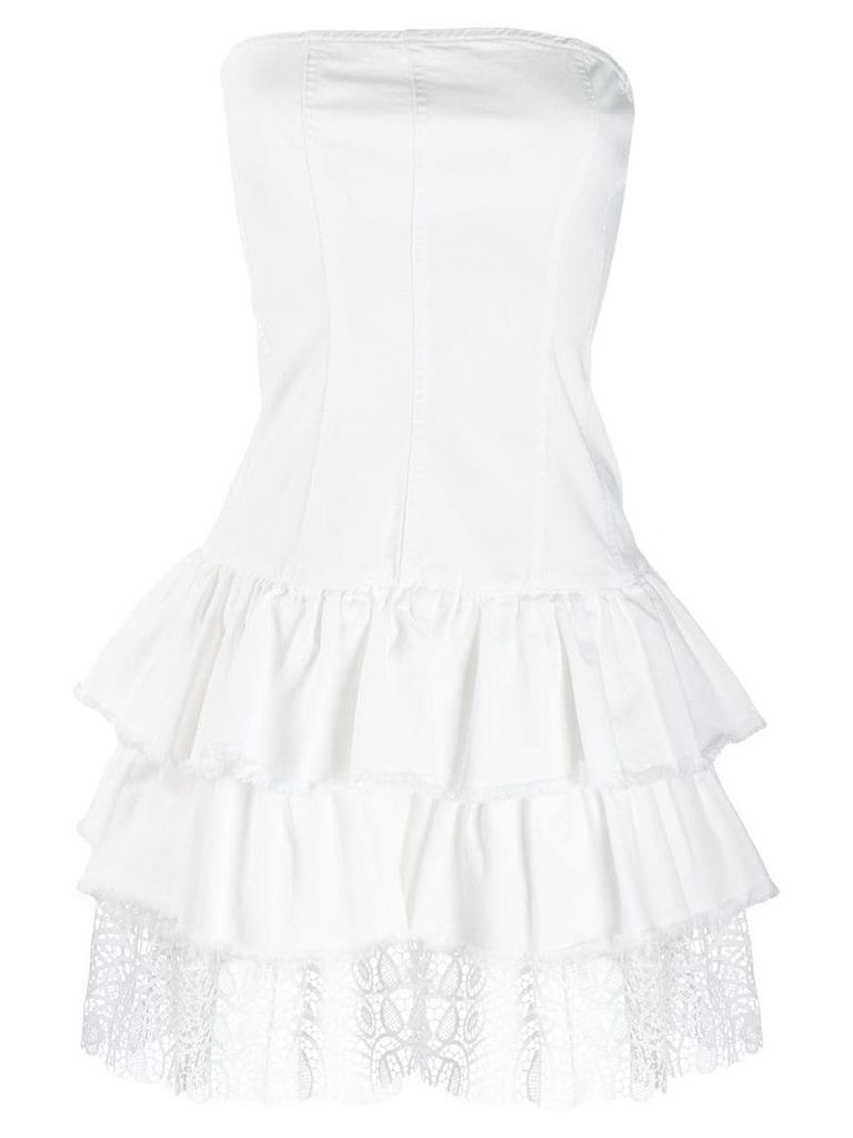 Liu Jo ruffled strapless dress - White