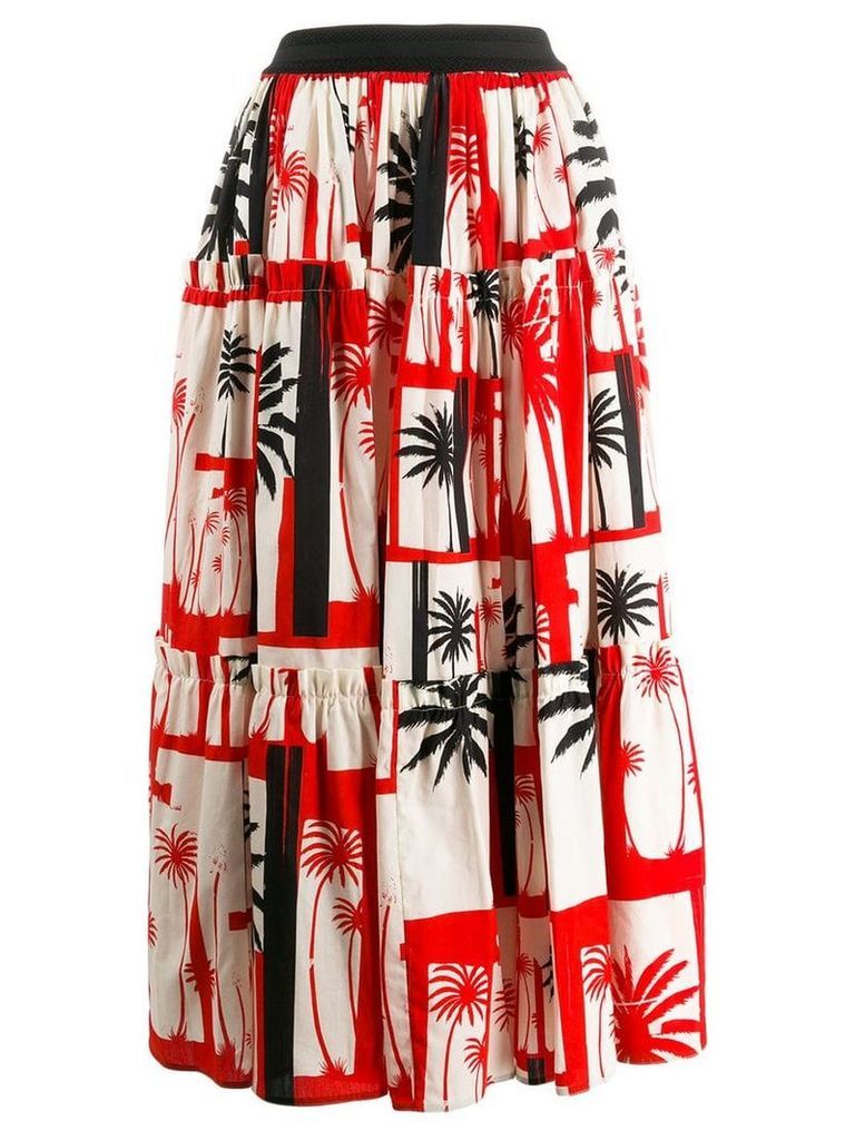 Fausto Puglisi palm tree print skirt - Red