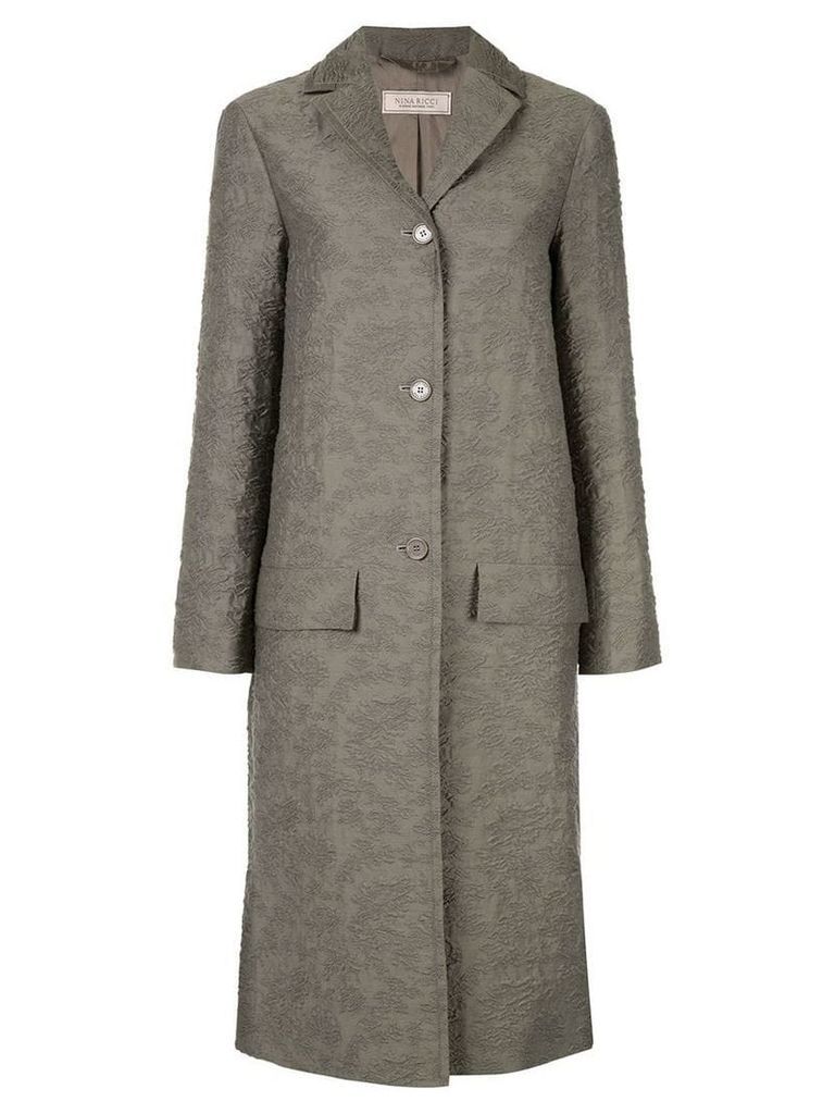 Nina Ricci textured single breasted coat - Grey