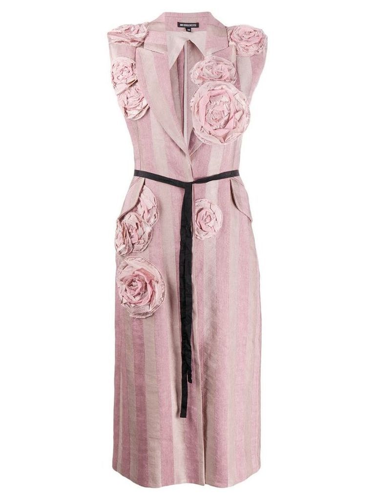 Ann Demeulemeester embroidered flower sleeveless coat - Pink