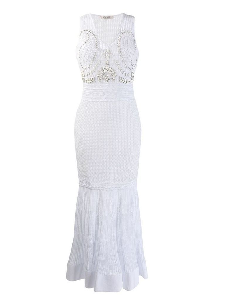 Roberto Cavalli jacquard knit dress - White