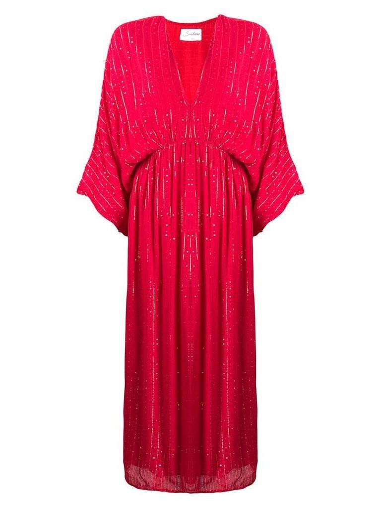 Sundress plunge neck midi dress - Red
