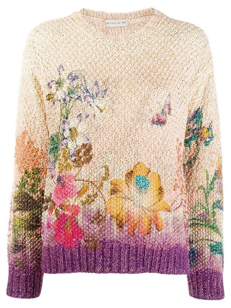 Etro floral embroidered sweater - Purple