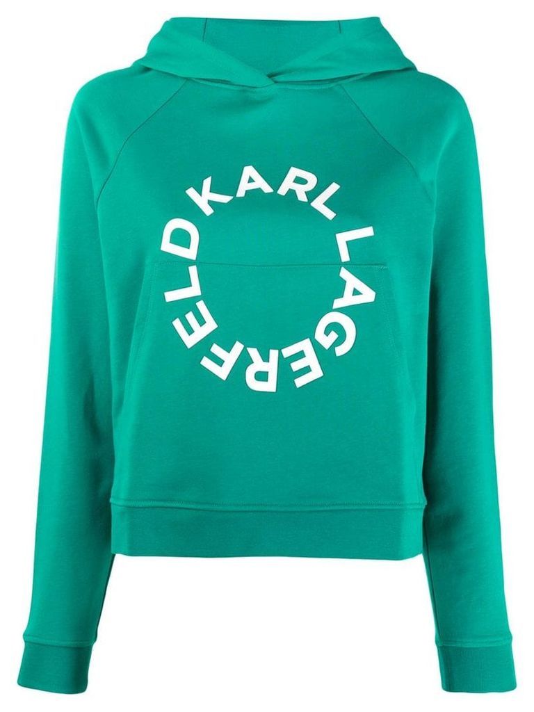 Karl Lagerfeld cropped hoodie with circle logo - Green