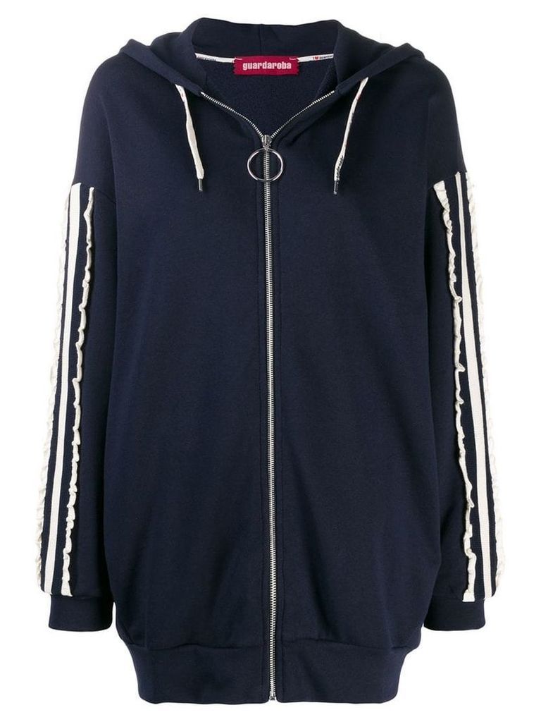 Guardaroba contrast ruched stripes hoodie - Blue
