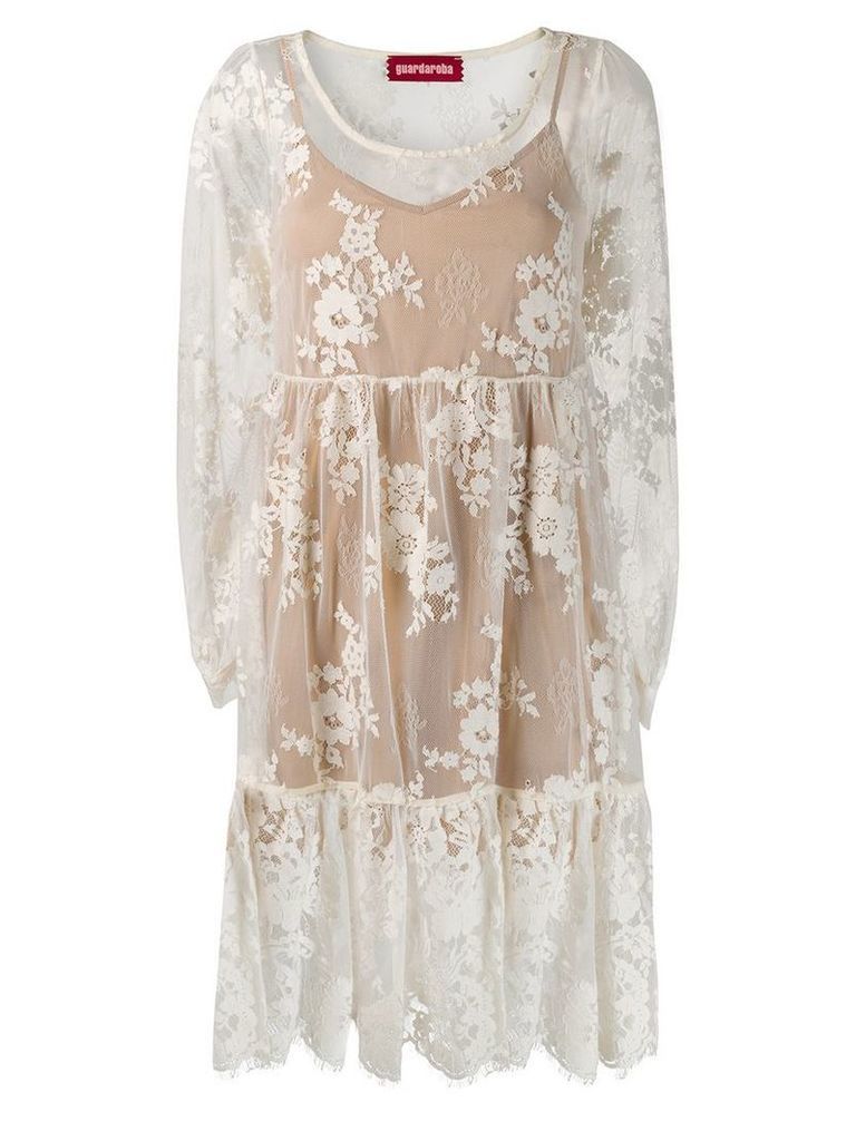 Guardaroba lace flared dress - White