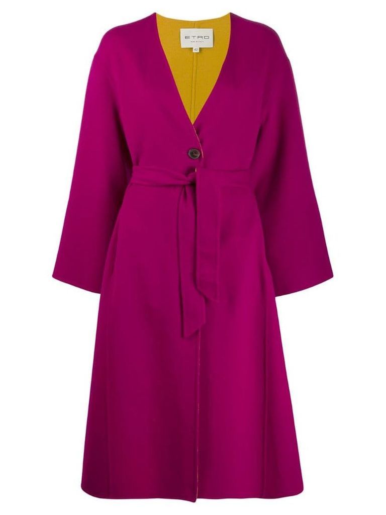 Etro single breasted belted coat - Pink