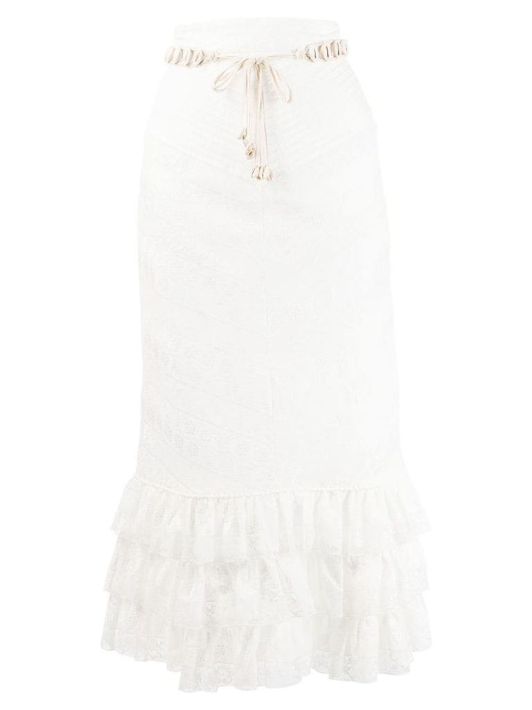 Zimmermann tiered ruffle skirt - White