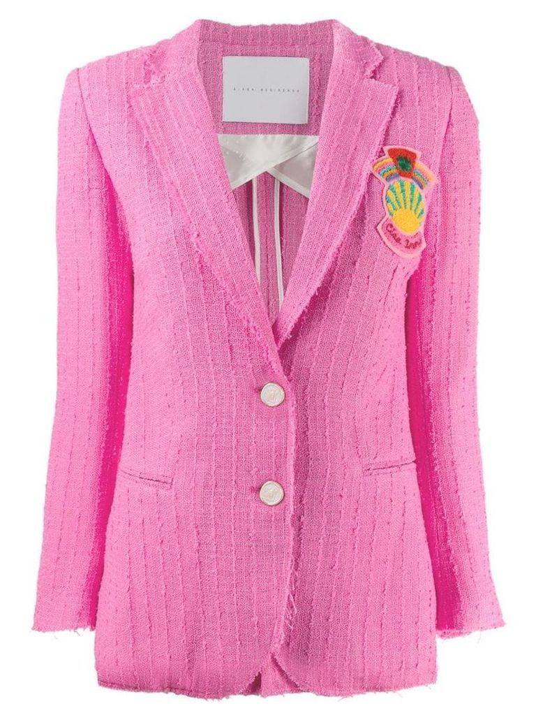 Giada Benincasa patch embellished tweed blazer - Pink