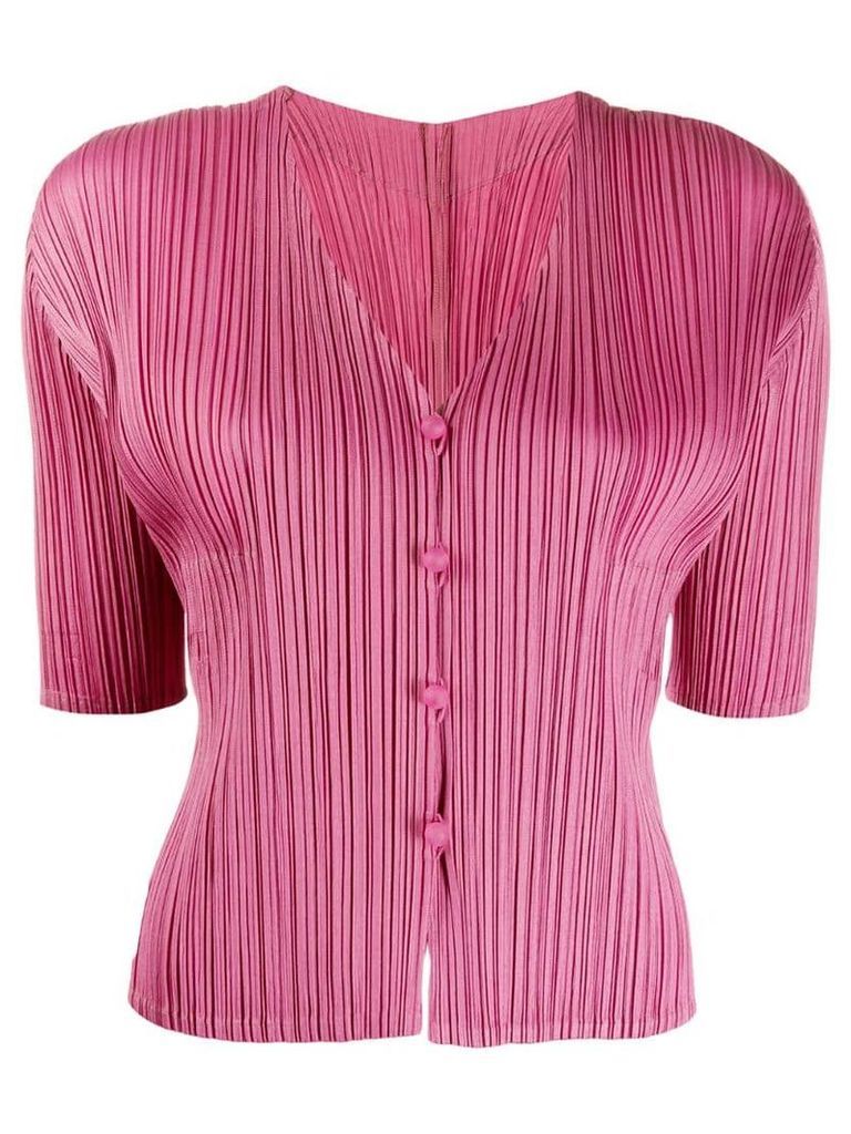 Pleats Please By Issey Miyake short-sleeved pleated cardigan - Pink