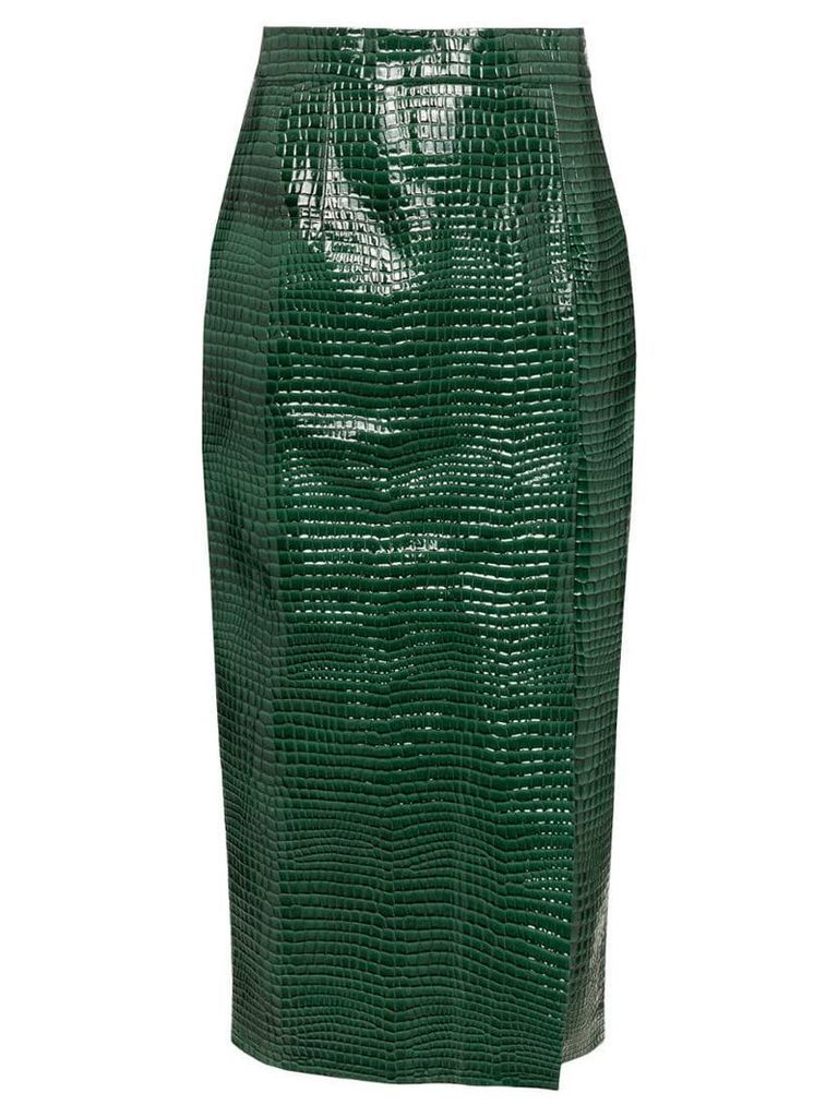 Aleksandre Akhalkatsishvili crocodile effect midi skirt - Green