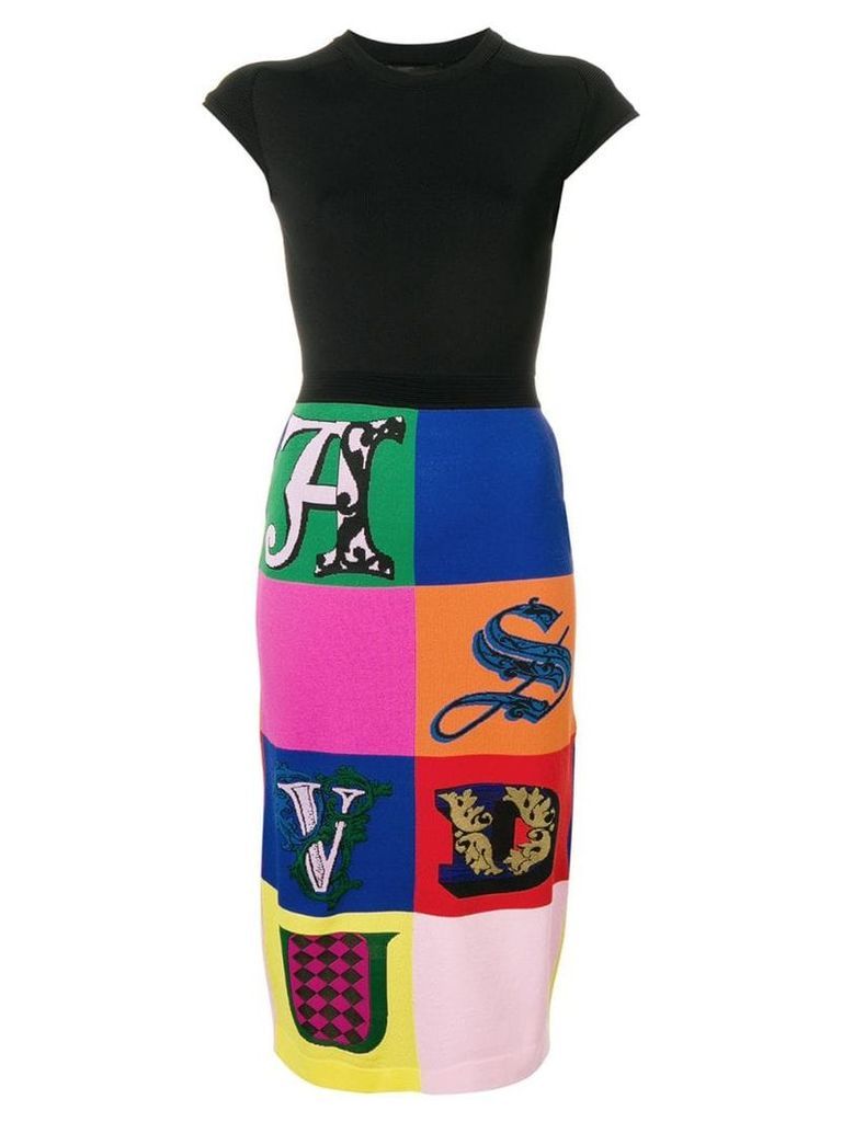 Versace Alphabet print pencil skirt - Black