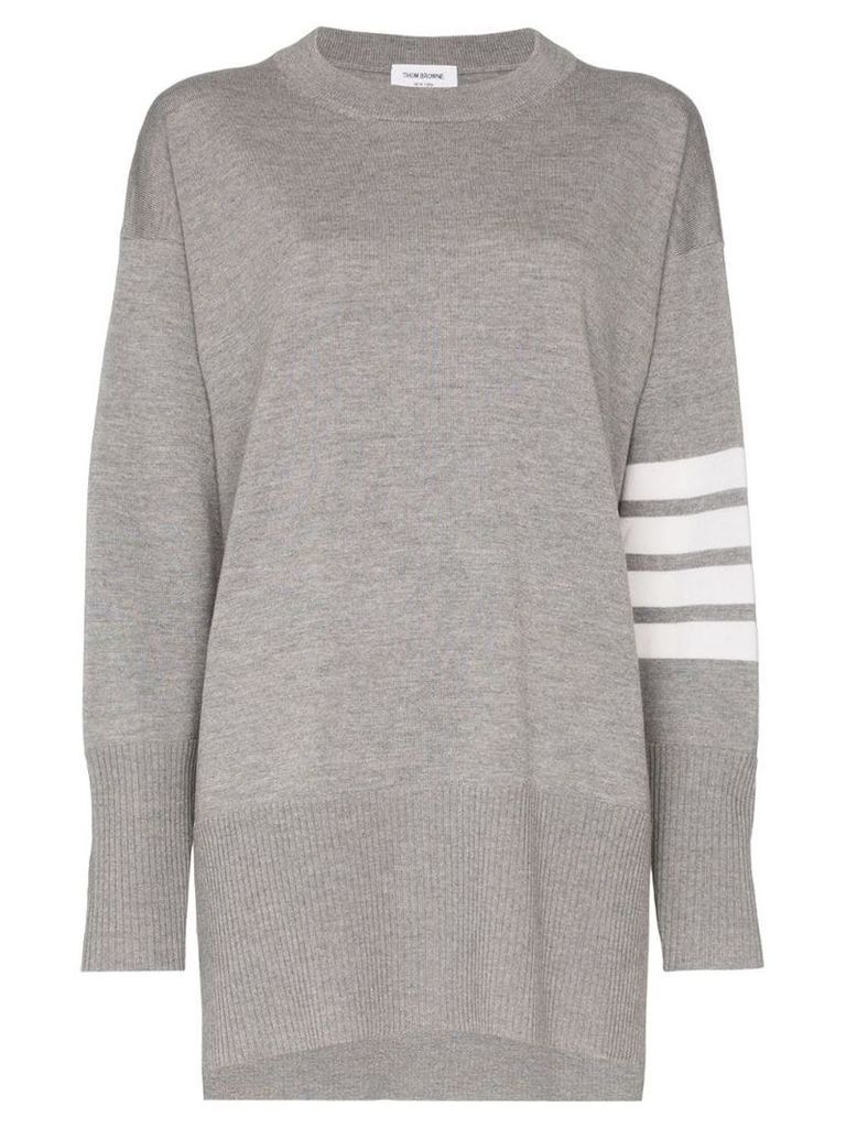 Thom Browne stripe-sleeve jumper - Grey