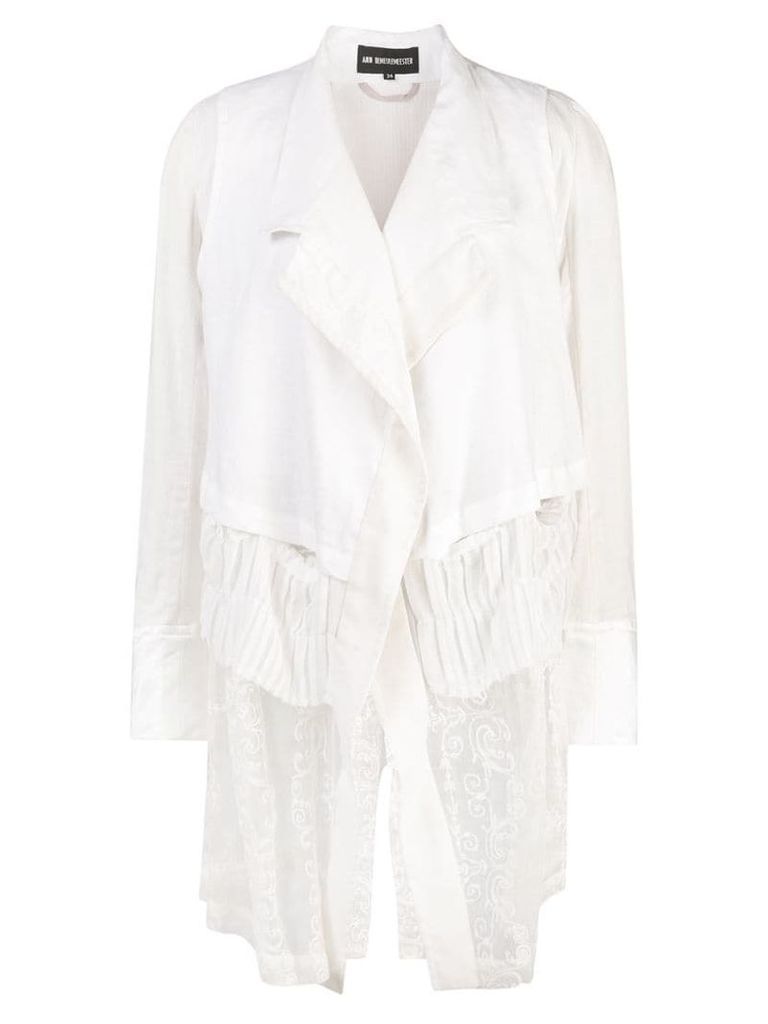 Ann Demeulemeester multi-material layered coat - White
