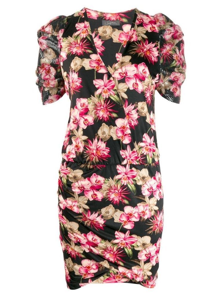 SO ALLURE fitted floral print dress - Black