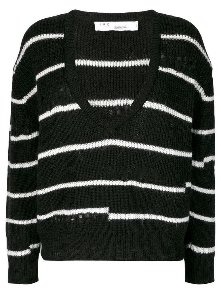 Iro Clymer striped v-neck jumper - Black