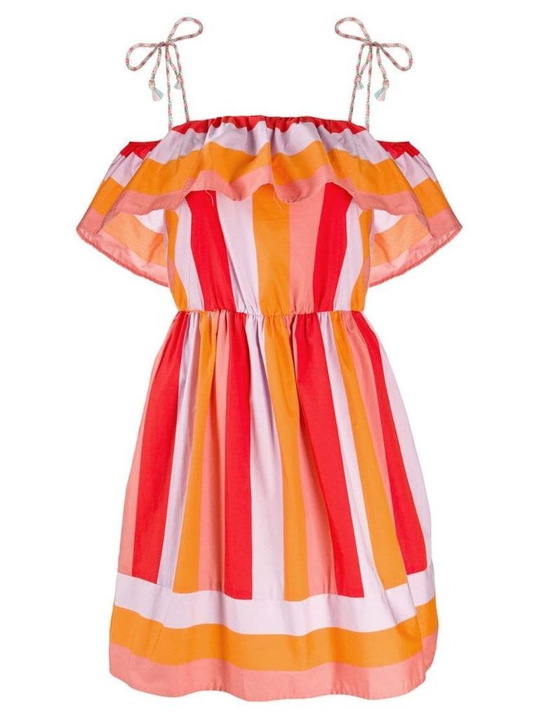 Twin-Set striped ruffle dress - Orange