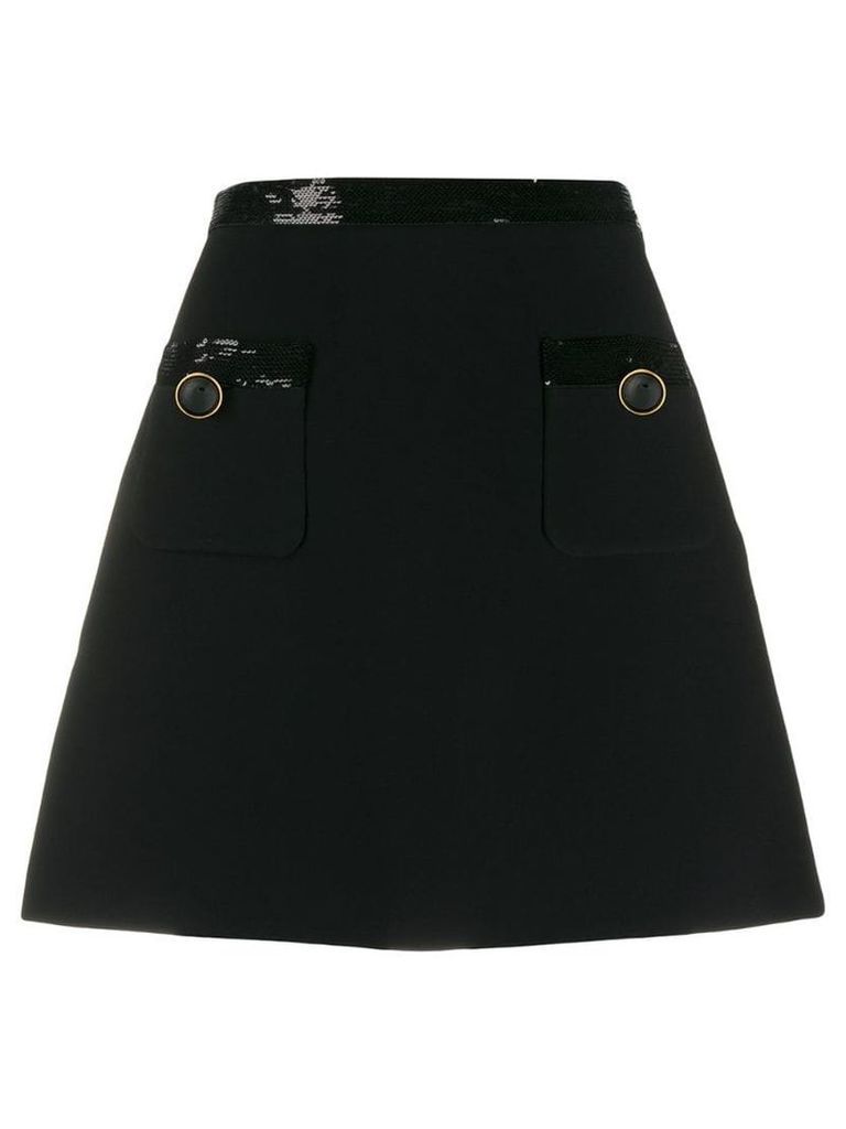 Miu Miu sequin trim A-line skirt - Black