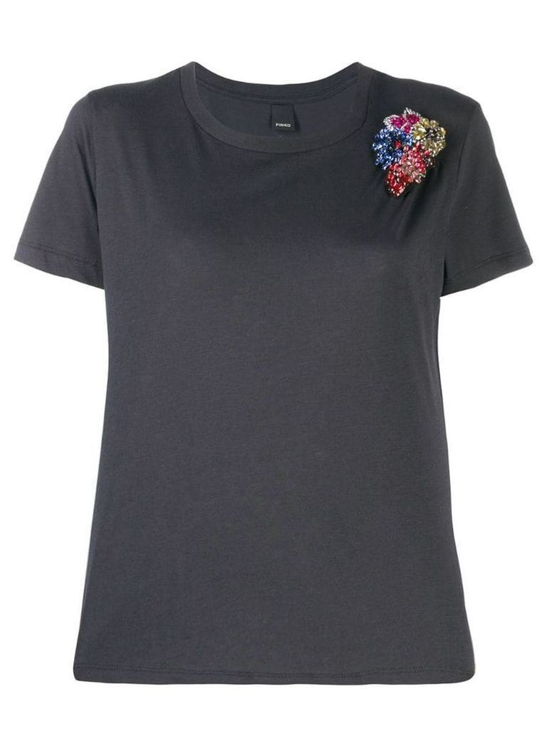 Pinko bejewelled flower appliqué T-shirt - Black