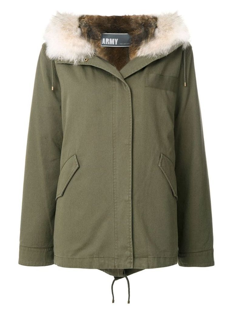 Yves Salomon Army fur-trimmed parka coat - Green