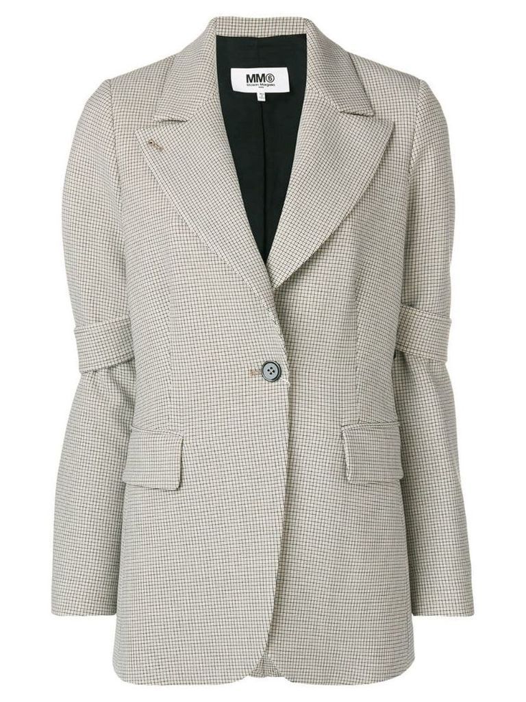 Mm6 Maison Margiela check tailored fitted blazer - Neutrals
