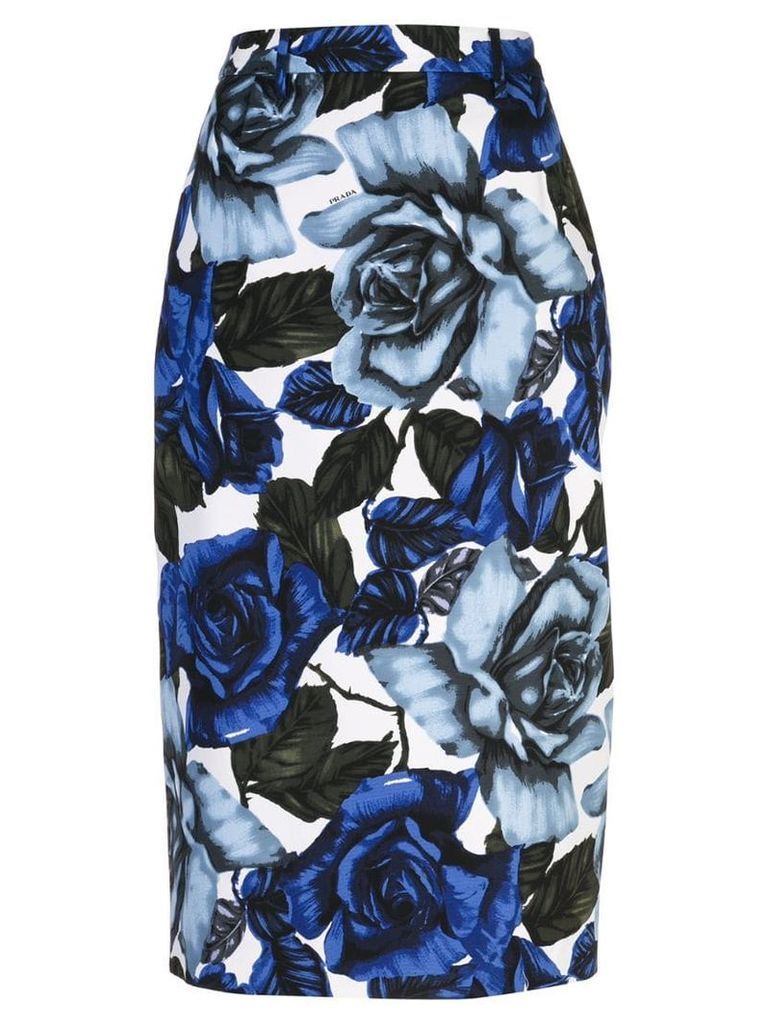 Prada floral print pencil skirt - Blue
