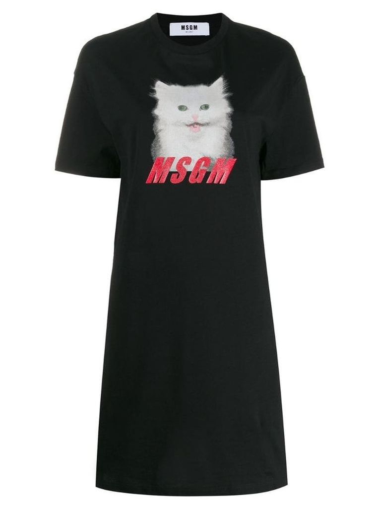 MSGM cat logo T-shirt dress - Black