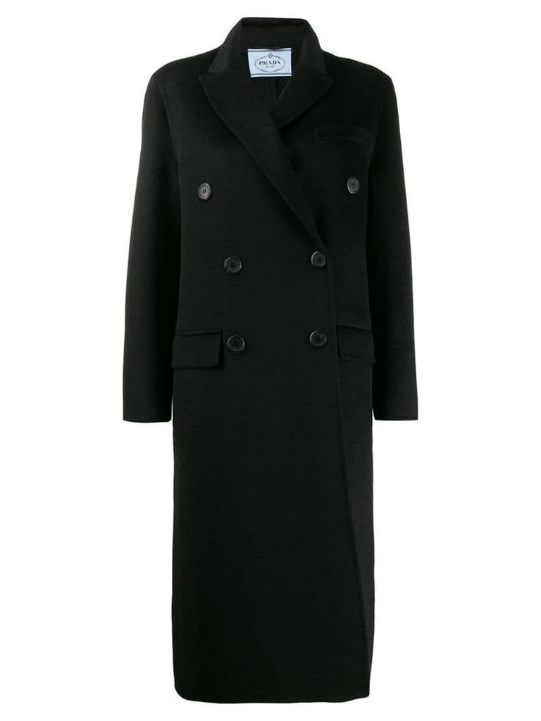 Prada double breasted overcoat - Black