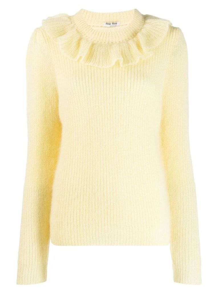 Miu Miu ruffled neck sweater - Yellow