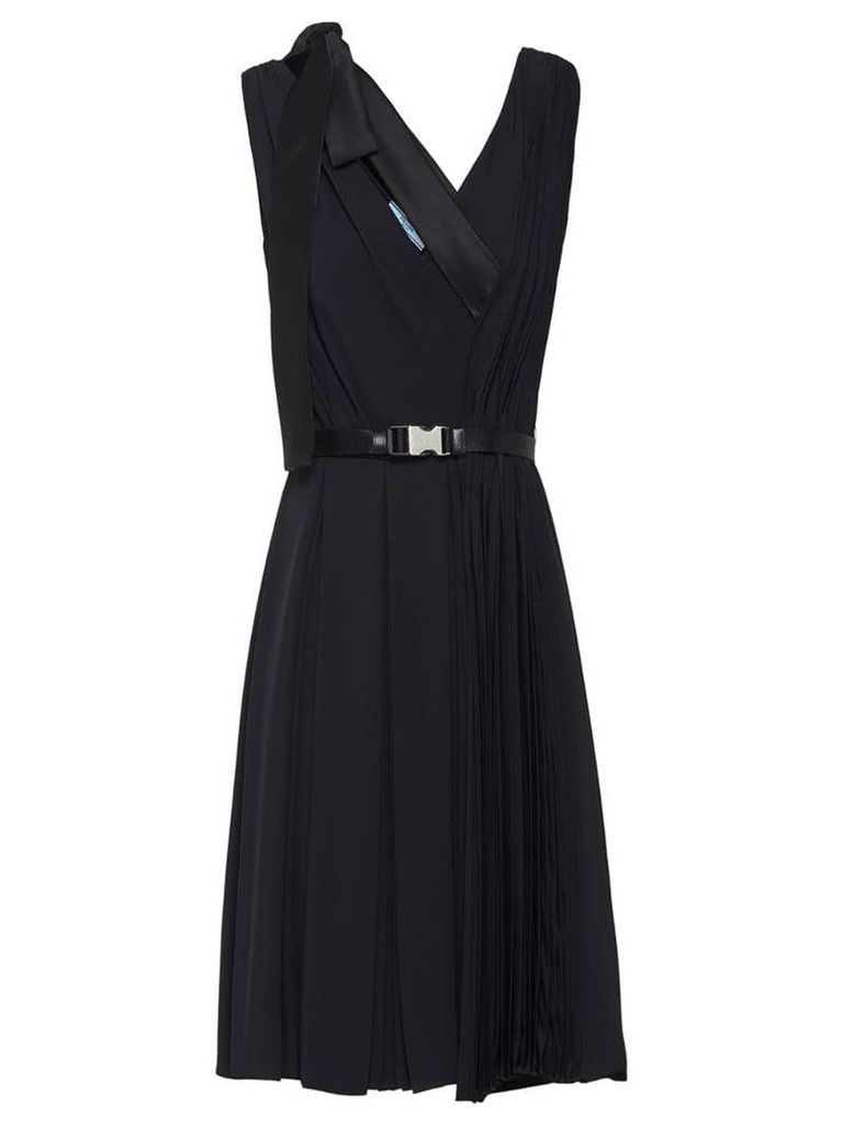 Prada bow detail V-neck dress - Black