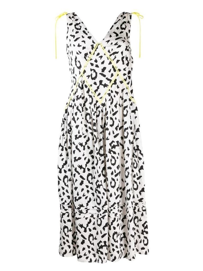 Self-Portrait leopard print midi dress - White