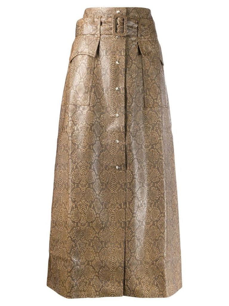 Nanushka snakeskin effect skirt - Brown