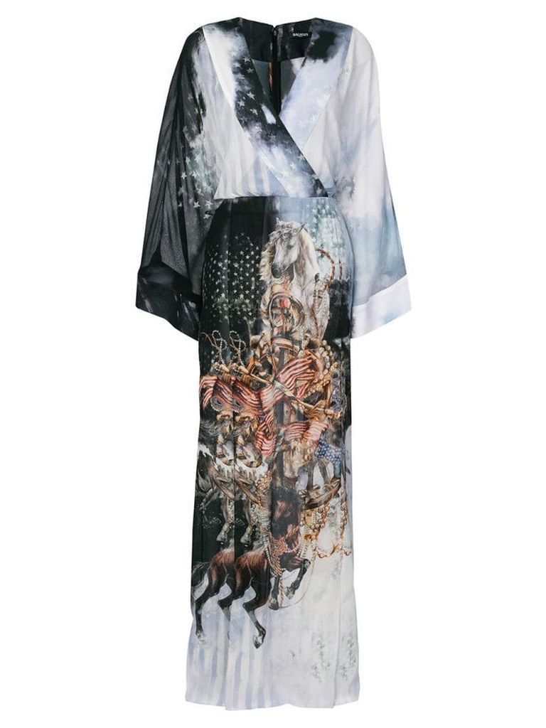 Balmain long signature print dress - Multicolour
