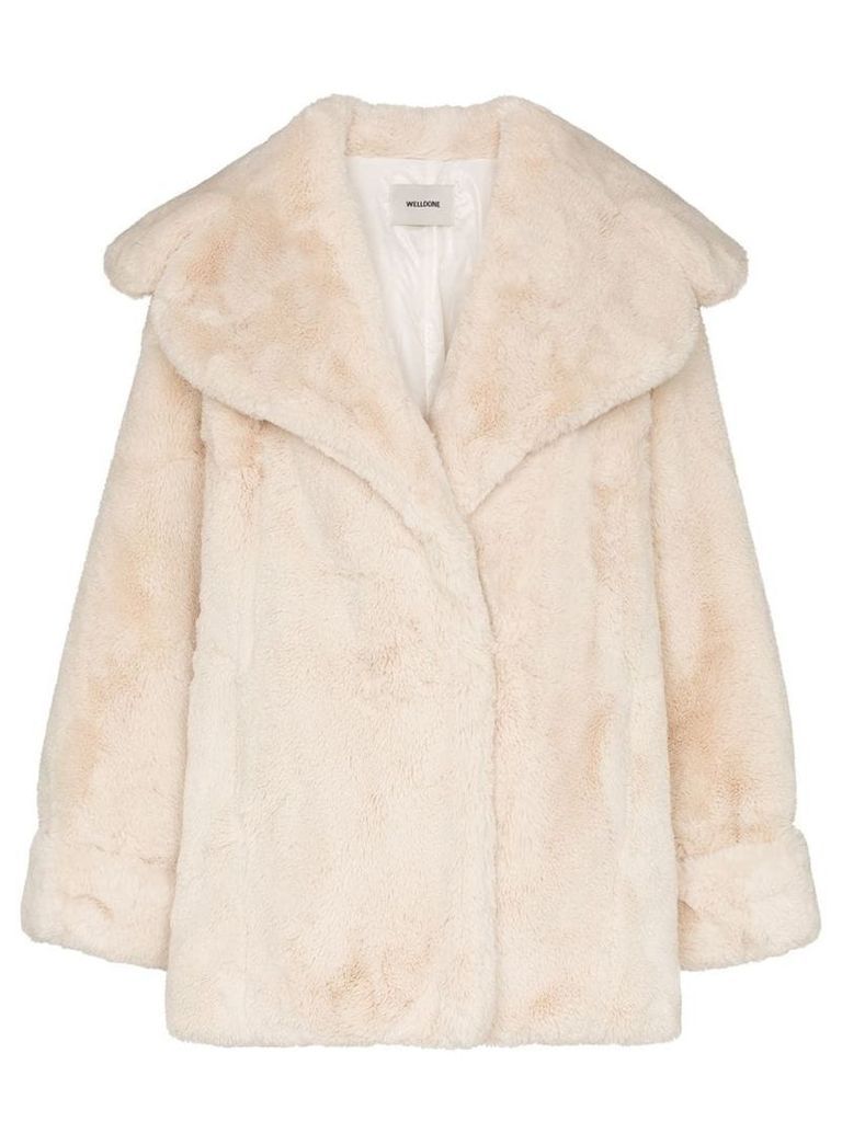 We11done oversized faux fur coat - Neutrals