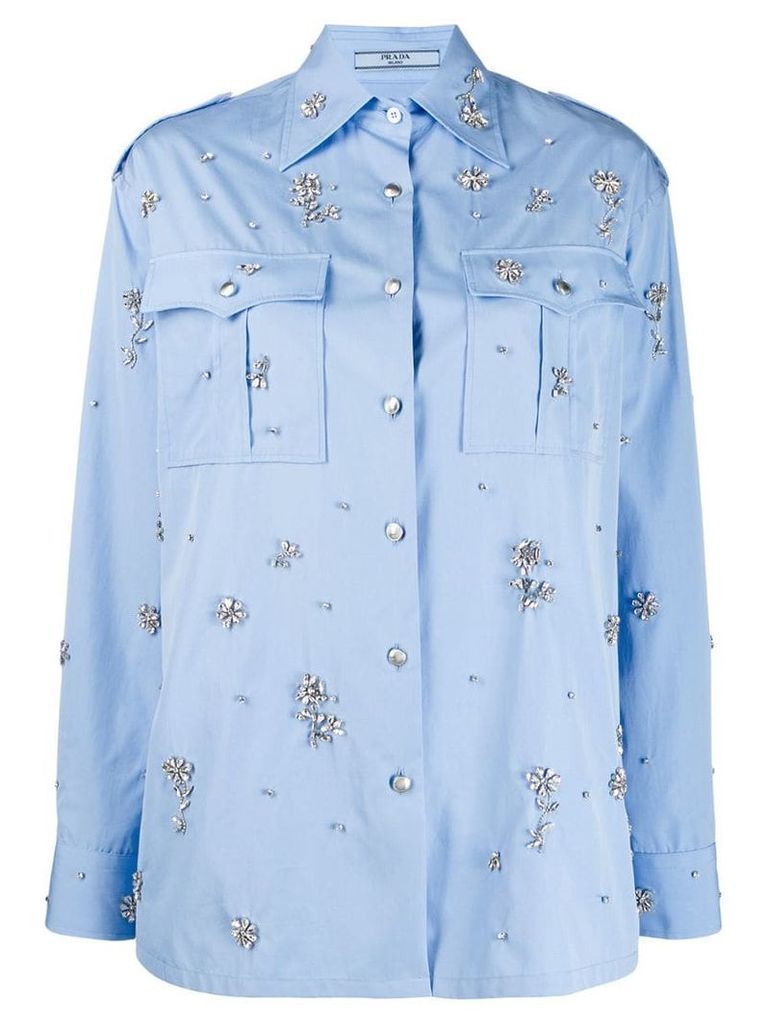 Prada Embellished poplin shirt - Blue