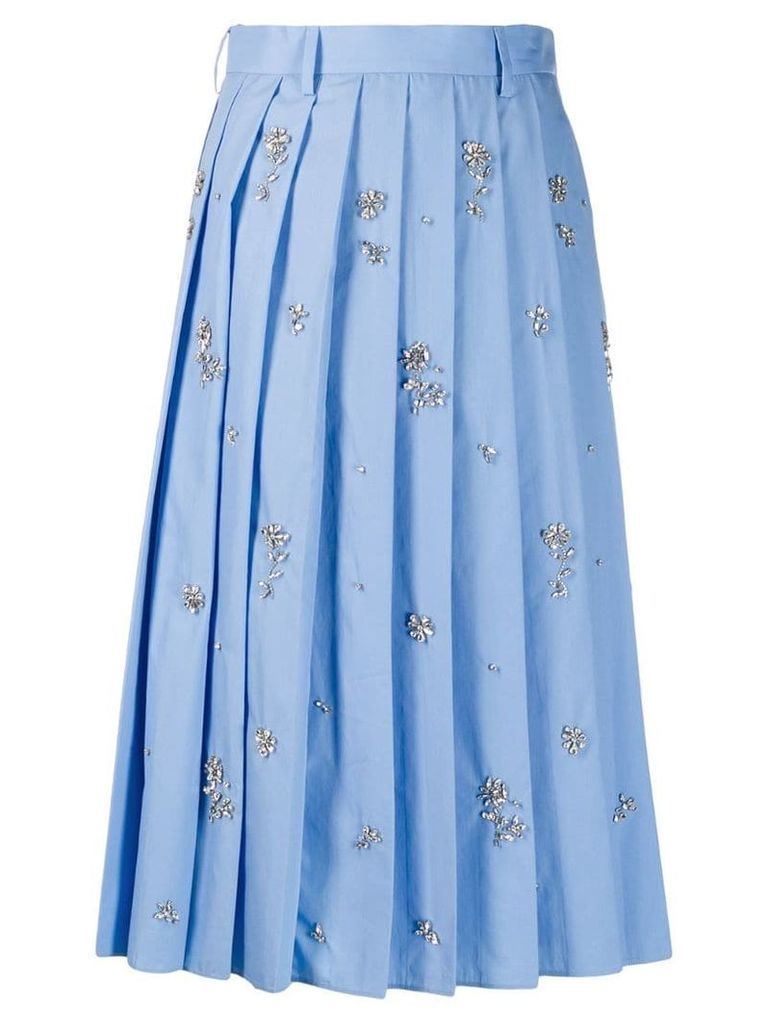 Prada embellished pleated skirt - Blue