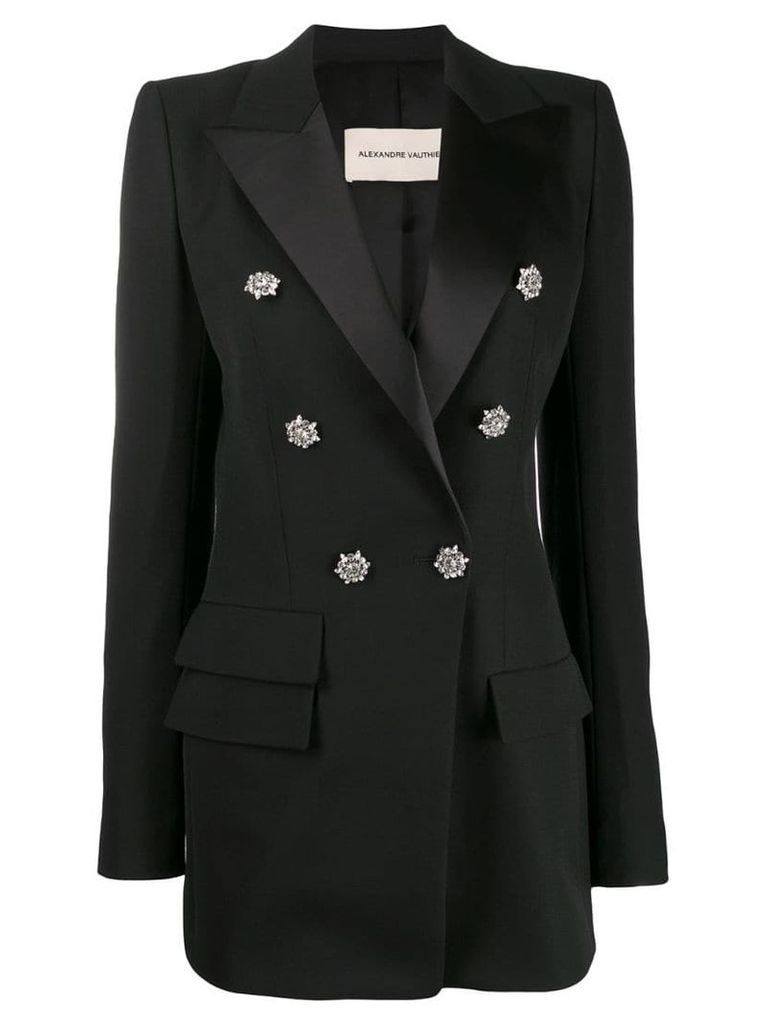 Alexandre Vauthier crystal button double-breasted blazer - Black