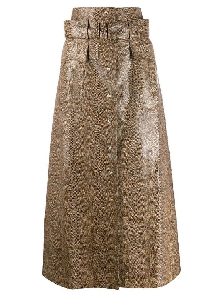 Nanushka python button-up vinyl skirt - Brown