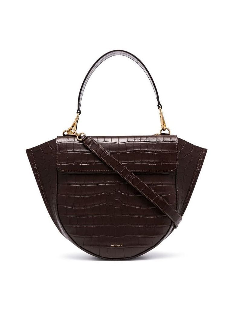 Wandler brown Hortensia medium mock croc leather shoulder bag